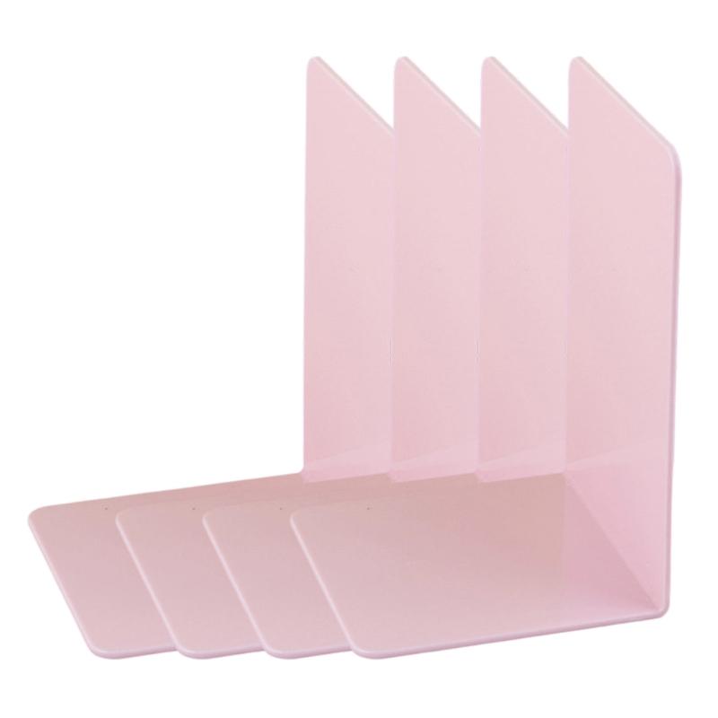 

4 Pcs Book Holders Solid Color Bookends Shelf Book Stoppers Acrylic Bookends Decorative Bookends for School Home Office розовый