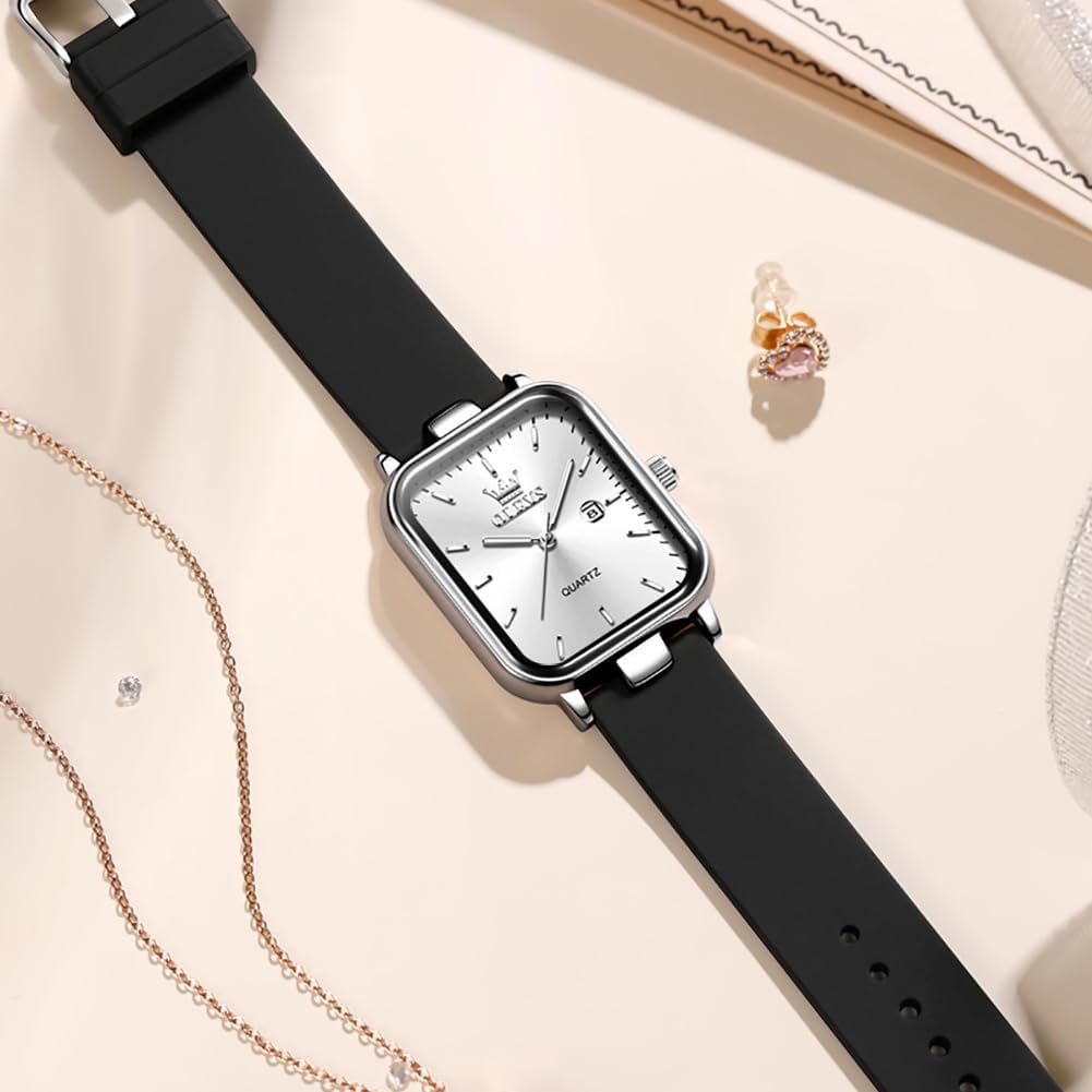 OLEVS Silicone Classic Quartz Gift for White Women's Watch, Band, Watch, Elegant, Popular, Stylish, Women,