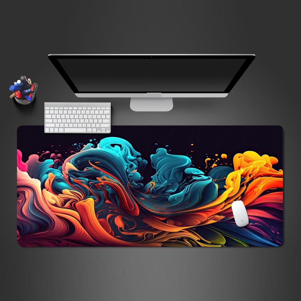 Colored Liquid Keyboard Mouse Pad Large MousePad XXL Gaming Mini PC Rubber Lock Desk Mat Laptop Computer Gamers Work Office