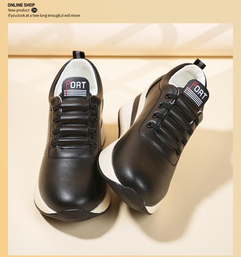 Women's Thick-Soled Leather Platform Shoes - Versatile, Lightweight, Height-Enhancing, and Stylish for Spring and Autumn 2025