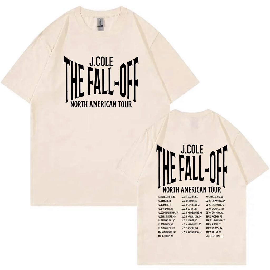 Rapper J Cole The Fall Off Tour 2026 Print T Shirt Harajuku Hip Hop Short Sleeve Tshirt Men Women Casual Fashion Loose Tshirts