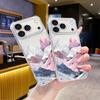 Processing and production of Nordic ins wind pink purple snow mountain four corners anti-drop mobile phone case iPhone15Pro transparent protective ca