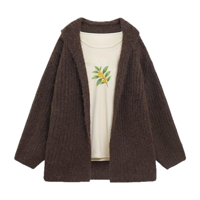 Womens V-Neck Chunky Knit Cardigan Sweater Winter Loose Fit Warm Wool Blend Open Front Coat
