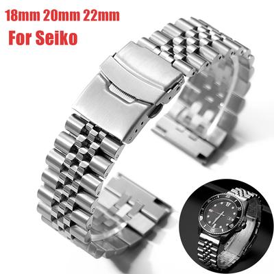 Solidny Stalowy Pasek do Zegarka Płaskie Zakrzywione Końce Paski do Seiko SKX007/009 do Bransolet Jubilee z Zapięciem Składanym 18mm 20mm 22mm