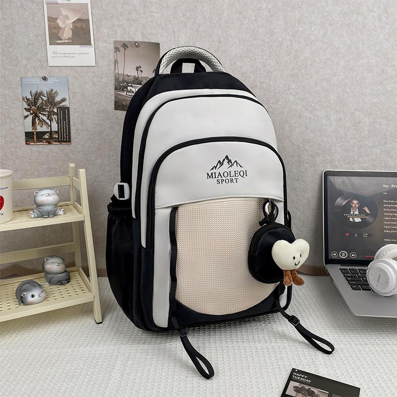 Backpack College Nylon With Letter Print And Ergonomic Shoulder Straps For Daily