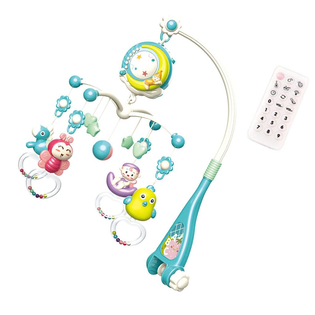 Baby Musical Crib Mobile Hanging Rattles and Remote Control Music Box with Music Night Lights for Boy Girl 0-24 Month