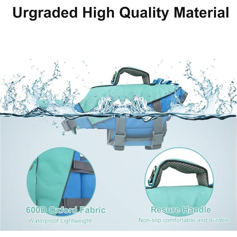 Chaleco Salvavidas para Perro, Chaleco de Seguridad Tiburón para Nadar con Asa de Rescate, Chaleco Flotante Ajustable para Cachorro, Salvavidas para Mascotas para Navegación