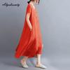 Korean Style Plus Size Summer Women Midi Dress V Neck Black White Pink Blue Yellow Orange Loose Dress Short Sleeve Casual Basic Ladies' Dress