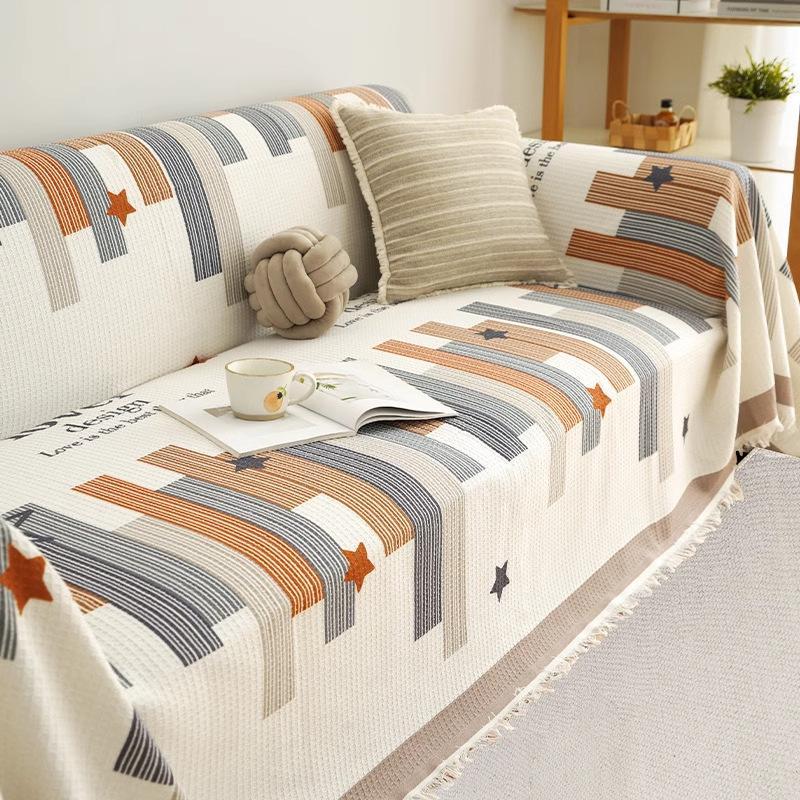 Polyester Cotton Sofa Cover Geometric Striped Star Pattern For Living Room Decor Pet Furniture Protection