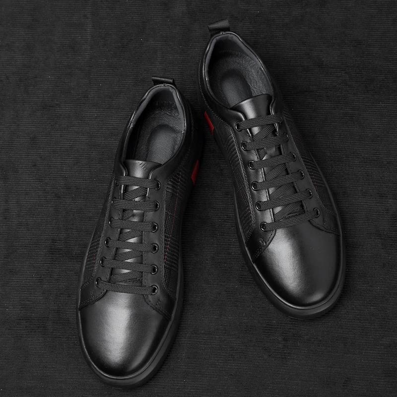 Italian Genuine Leather Men's Shoes New Lace Up Designer Casual Shoes Luxury  Outdoor Walking Sports Shoes