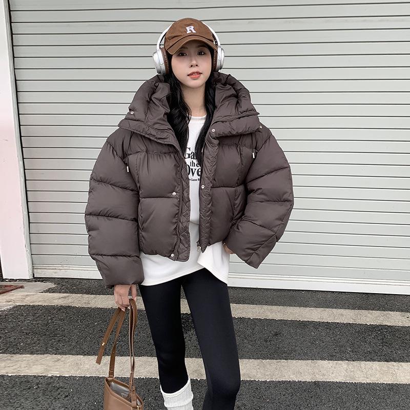 Nuova Giacca Imbottita in Cotone da Donna Corta Larga Invernale con Cappuccio Giacca Imbottita in Cotone Cappotto Caldo Imbottito