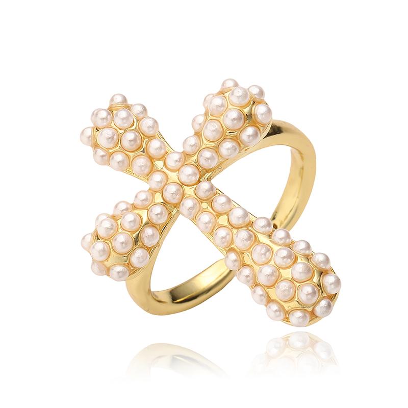 HECHENG,Luxury Exquisite Pearl Cross Small Flower Pepper Ladies Jewellery Ring Earrings Necklace Collection Jewellery Style Other
