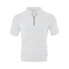 Men Short Sleeve Zip Polo Shirt Casual Jacquard T Shirt