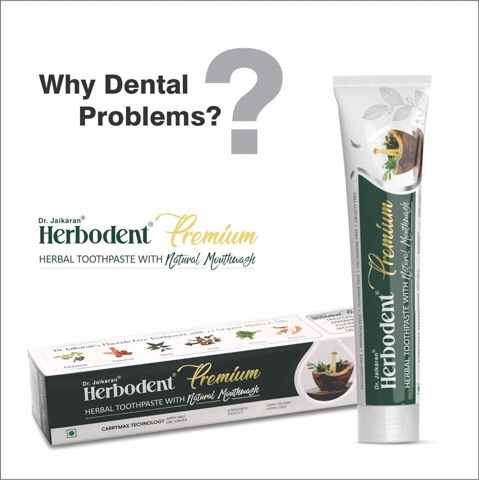 Pack of 3 X Dr. Jaikaran Herbodent Premium Complete Herbal Toothpaste 100 Gm