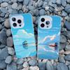 Sea Blue Sky Beach Rail Car Laser Phone Case For iPhone 16 11 12 13 Pro Max Mini 15 14 Pro Max Plus Shockproof Back Cover Fundas
