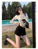 Women's High Waist Black Denim Shorts - Korean Style Trendy Slimming Hot Pants