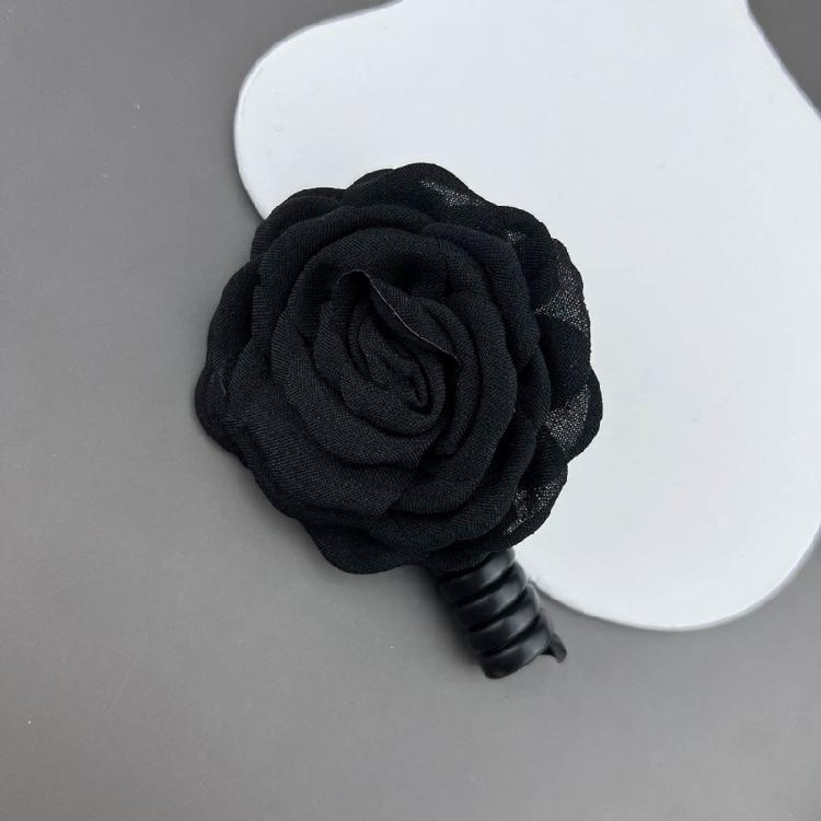 Set of 2 Camellia Stretchy Ponytair Holders Elegant Telephone Wire Hair Bands