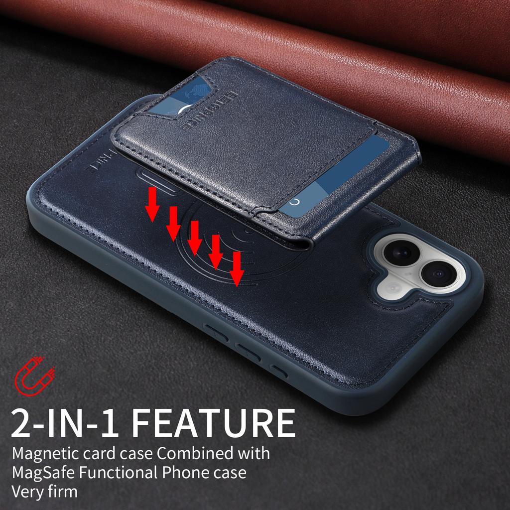 For iPhone 16 Plus Magnetic Case BETOPNICE RFID Blocking Leather Phone Back Cover with Detachable Card Bag
