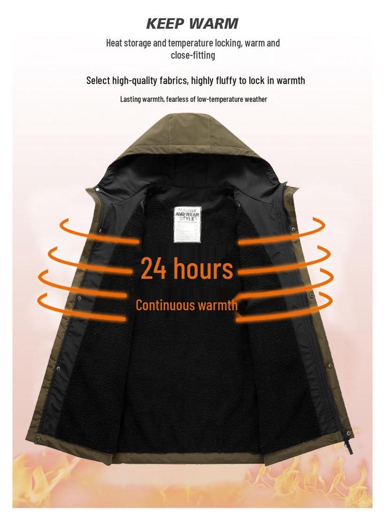 Men's Plus Size Winter Velvet Workwear Jacket, Thick & Loose Fit for Trendy, Extra Fat Sizes