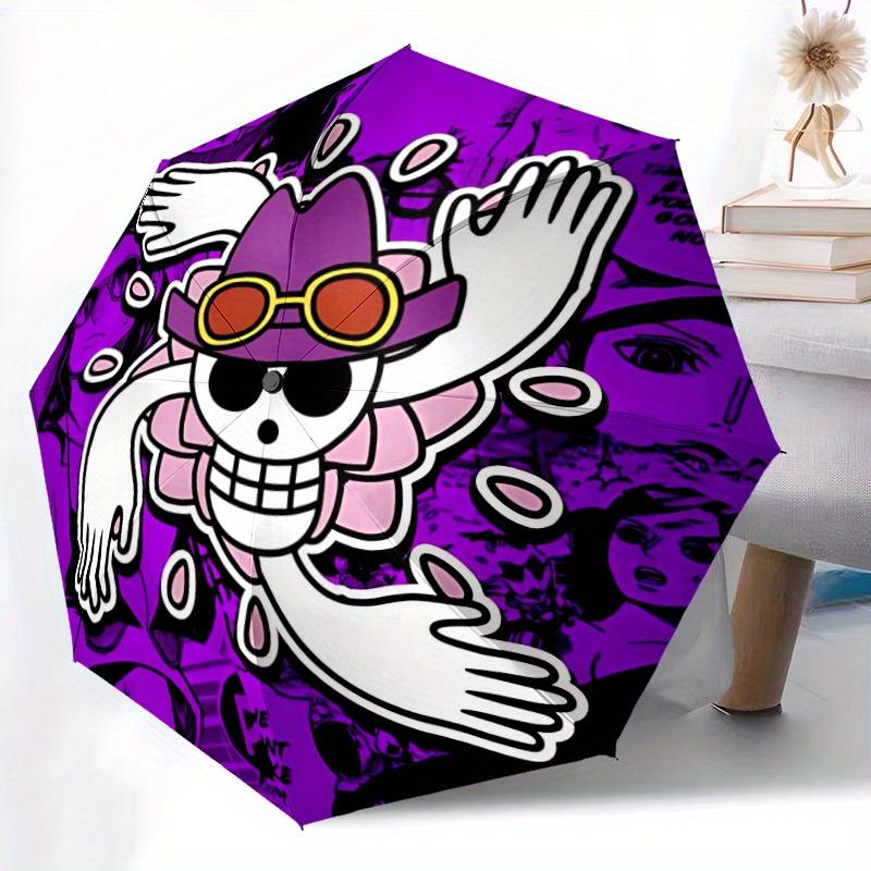 One Piece Totenkopf Automatischer Faltregenschirm, Selbstöffnend/Schließend, Langlebiger Winddichter Reiseschirm für Outdoor-Abenteuer a0826068
