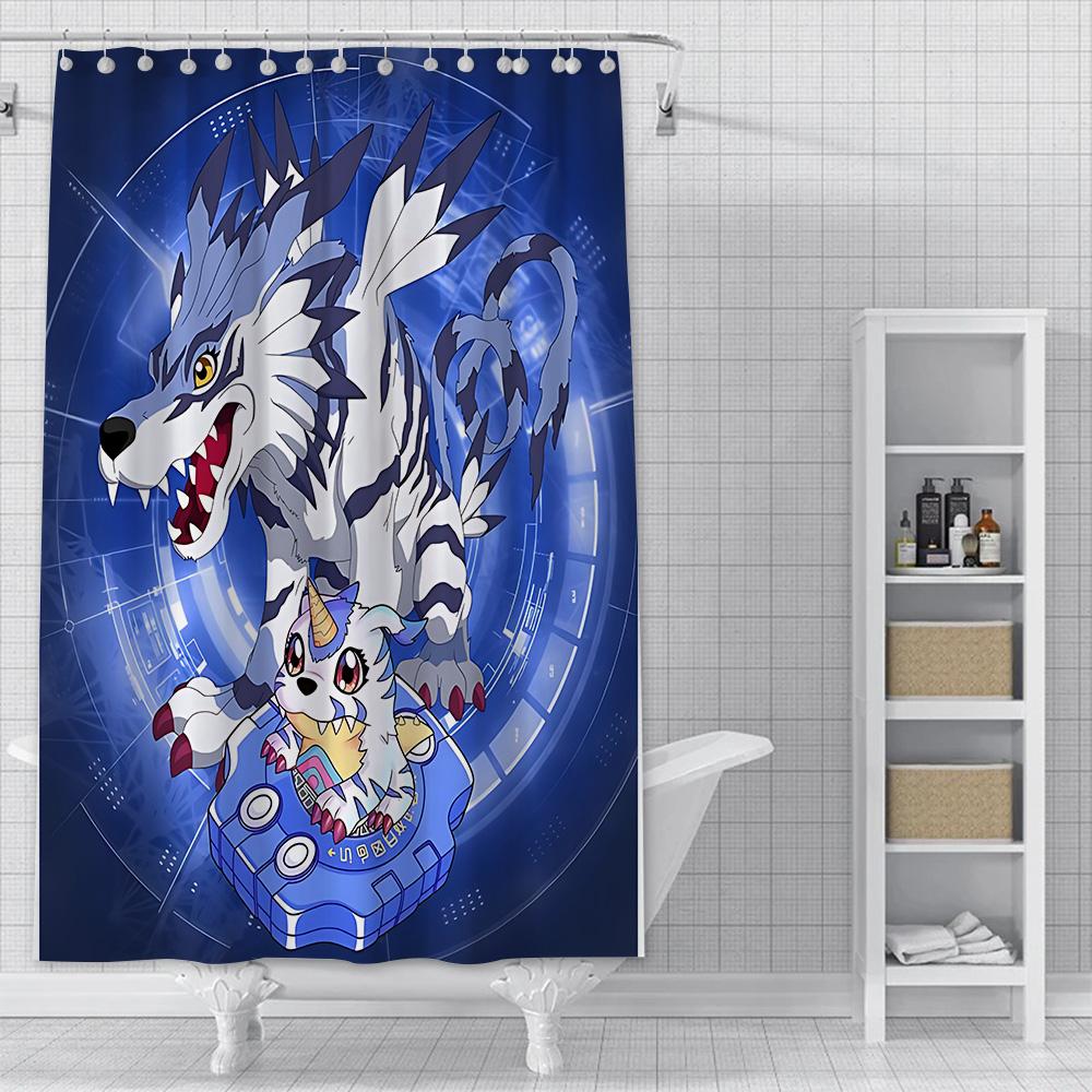

Shower Curtain Waterproof Polyester Fabric Paint Colorful Curtains Cute Digimon Playmats Greymons Home Bathroom Decor With Hook YL90x180cm