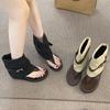 Mezzanine sandals women's summer new slope heel inner height-increasing splicing cloth high-top cool boots retro small high shoes