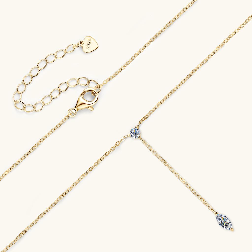 Κολιέ Lariat Moissanite Κοπής Marquise για Γυναίκες Ασήμι 925 Αλυσίδα Y- Μακριά Κρεμαστό Κολιέ Λεπτά Κοσμήματα
