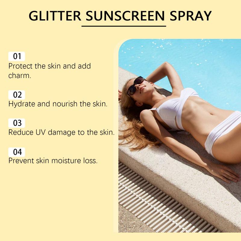 Sparkling Shimmer Body Protection Spray Hydrating Glitter Moisturizing Outdoor Skin Care for Summer Beach Use