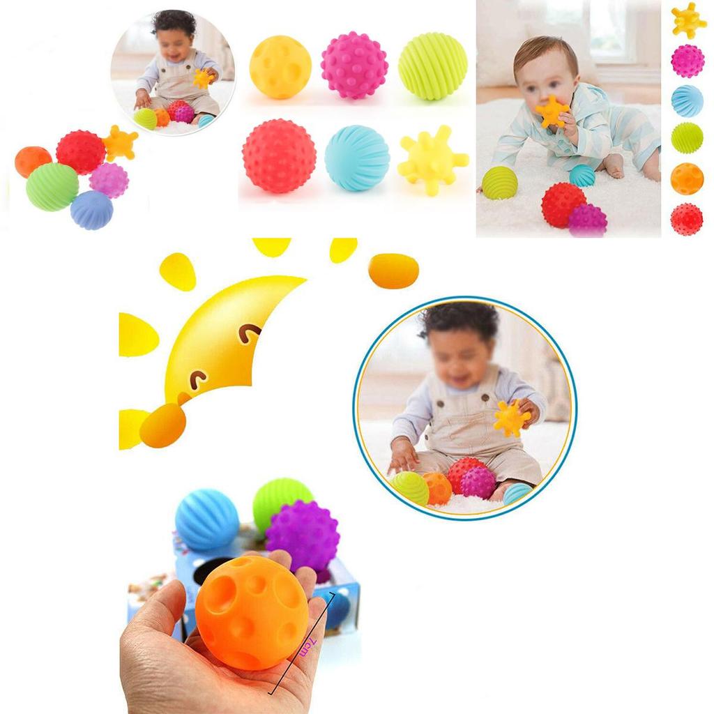 6pcs Baby Soft Massage Sensory Development Puzzle Ball Sound Toys For Infants