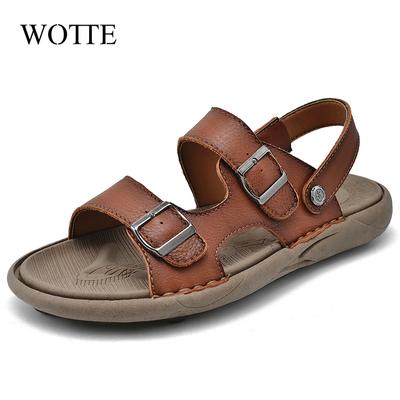 Sandali da Spiaggia da Uomo alla Moda Sandali da Spiaggia Traspiranti in Pelle Casual Calzature da Esterno da Uomo Scarpe Estive Comode Pantofole alla Moda