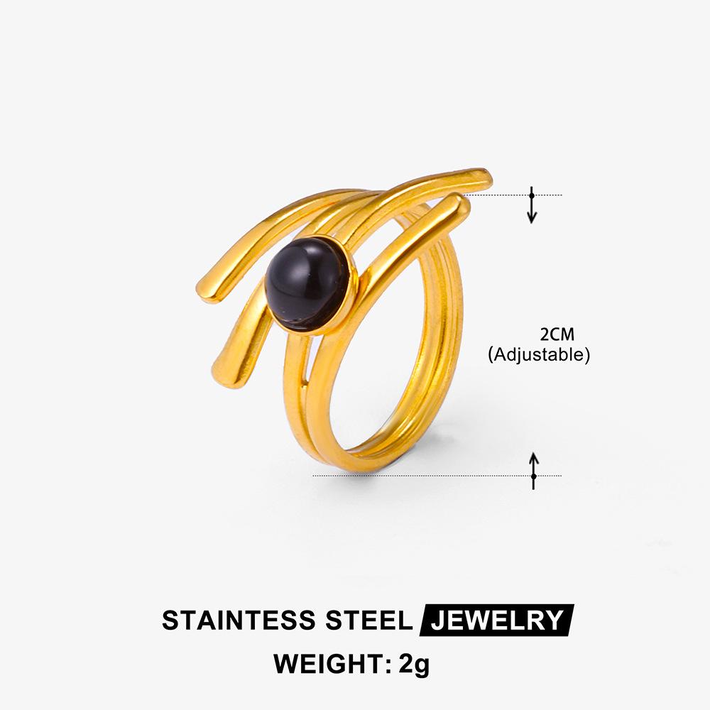 Boho Mehrfarbiger Türkis Edelstahl Offener Ring, Umweltfreundlich & Lichtecht, Schlichtes Titanstahl Design für Damen