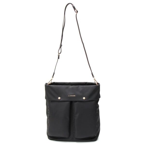 Shoulder Bag with Double Front Big Shoulder Black [Lava Gerry] Pockets, 2-Way Bag, (10)