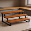 Practical Wood And Metal Constructed Desktop Shelf Unit 3 Tiers Storage Rack For Water Glasses Perfume Bottles