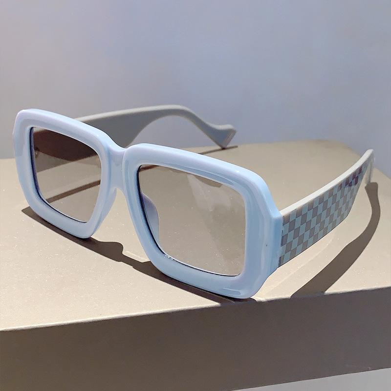 Big Frame Square Chessboard Grid Sunglasses Women For Men Luxury Brand Designer Sun Glasses Vintage Pink Punk Shades Uv400