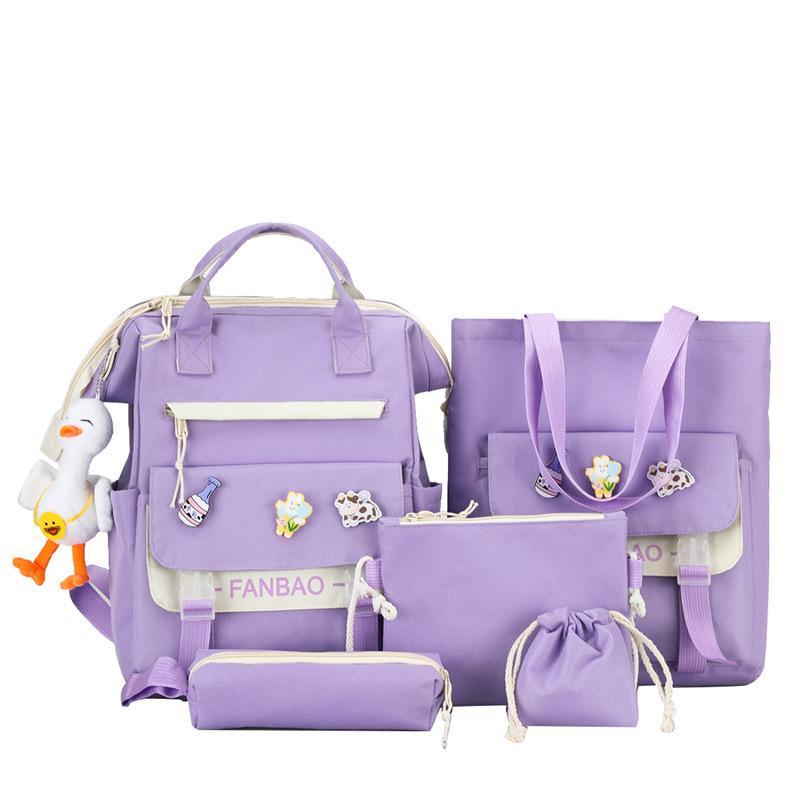 Goedkope 5-delige sets rugzakken schooltassen voor tienermeisjes