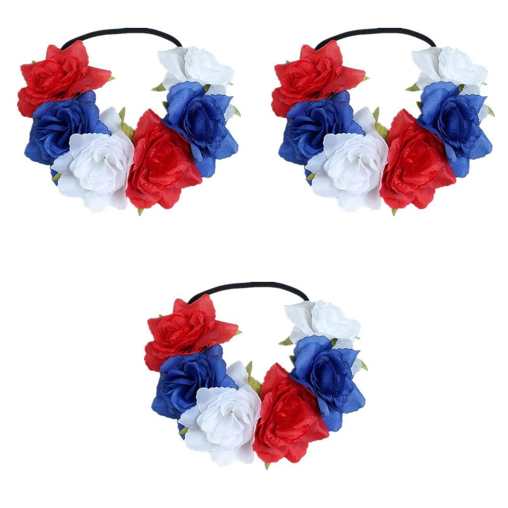 Red White Blue Flower Crown Headband For Queens Jubilee Celebration