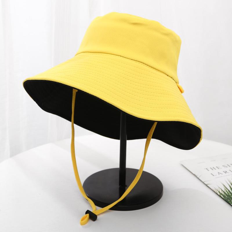 Simple Bucket Hat Women's Solid Color Double-sided Big-brimmed Sun Hat Tide Outdoor Sun Hat Foldable Basin Hat