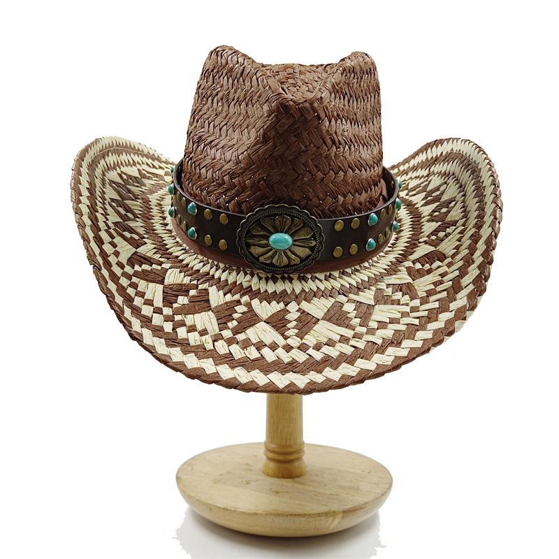 Straw Western Cowboy Hat Hand Made Beach Felt Sunhats Party Cap For Man Woman Curling Brim Cap Sun Protection Unisex Hats