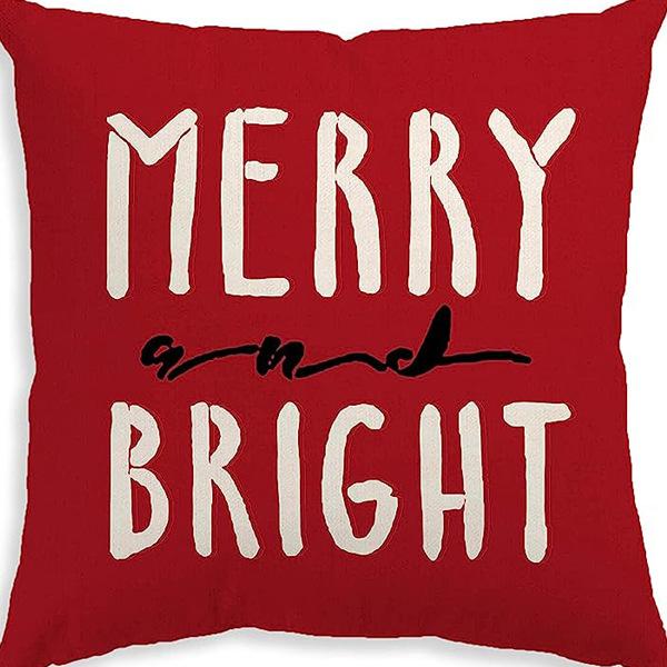 Christmas Pillowcase Linen Print Elk Snowman Home Decoration Sofa Cushion Cover