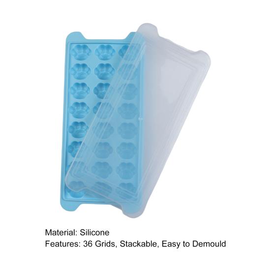 Ice Cube Mold 36 Grids Stackable Silicone Cat Paw Print Ice Cube Chocolate Soap Candle Tray Mold with Cover for Home