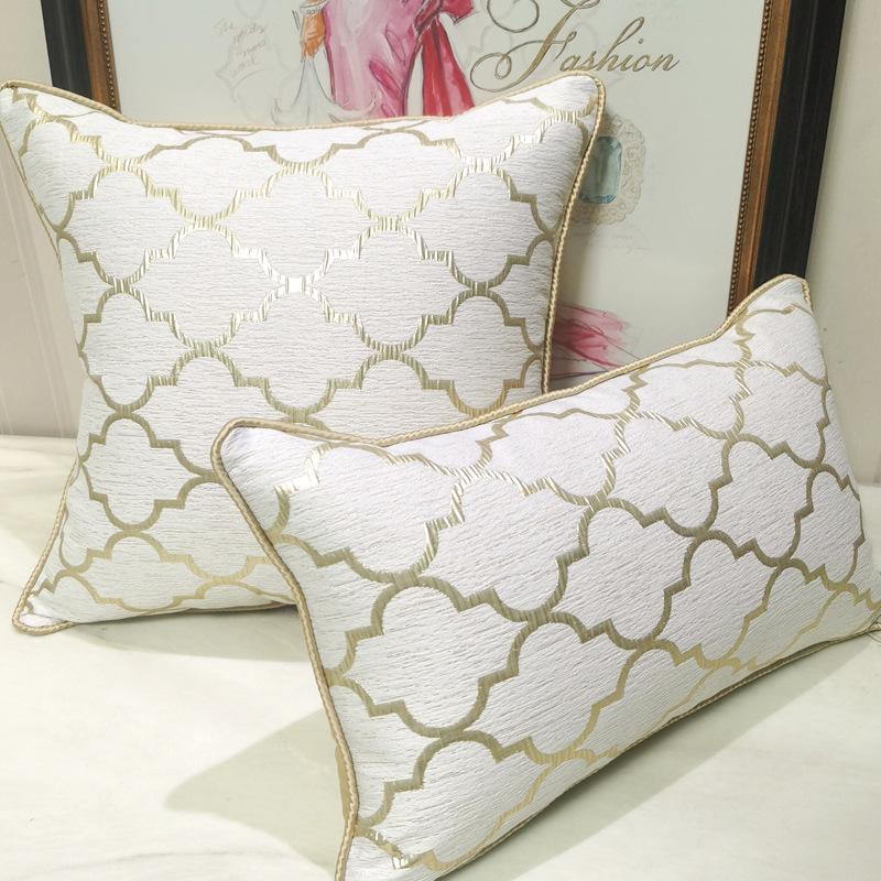 Modern Light Luxury Geometric Chair Cushion Cover In Rice Gold for Office or Sofa