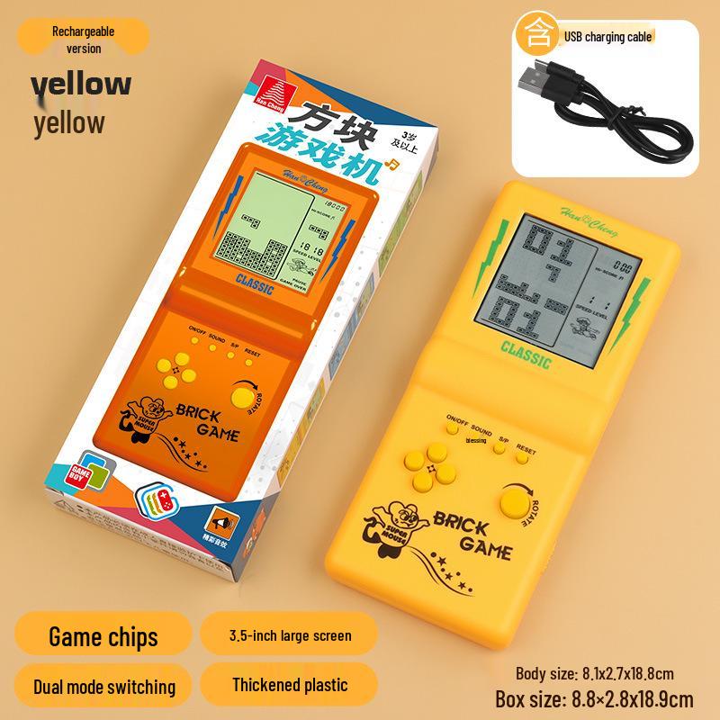 "Classic Large-Screen Retro Tetris Handheld Game Console for Kids"