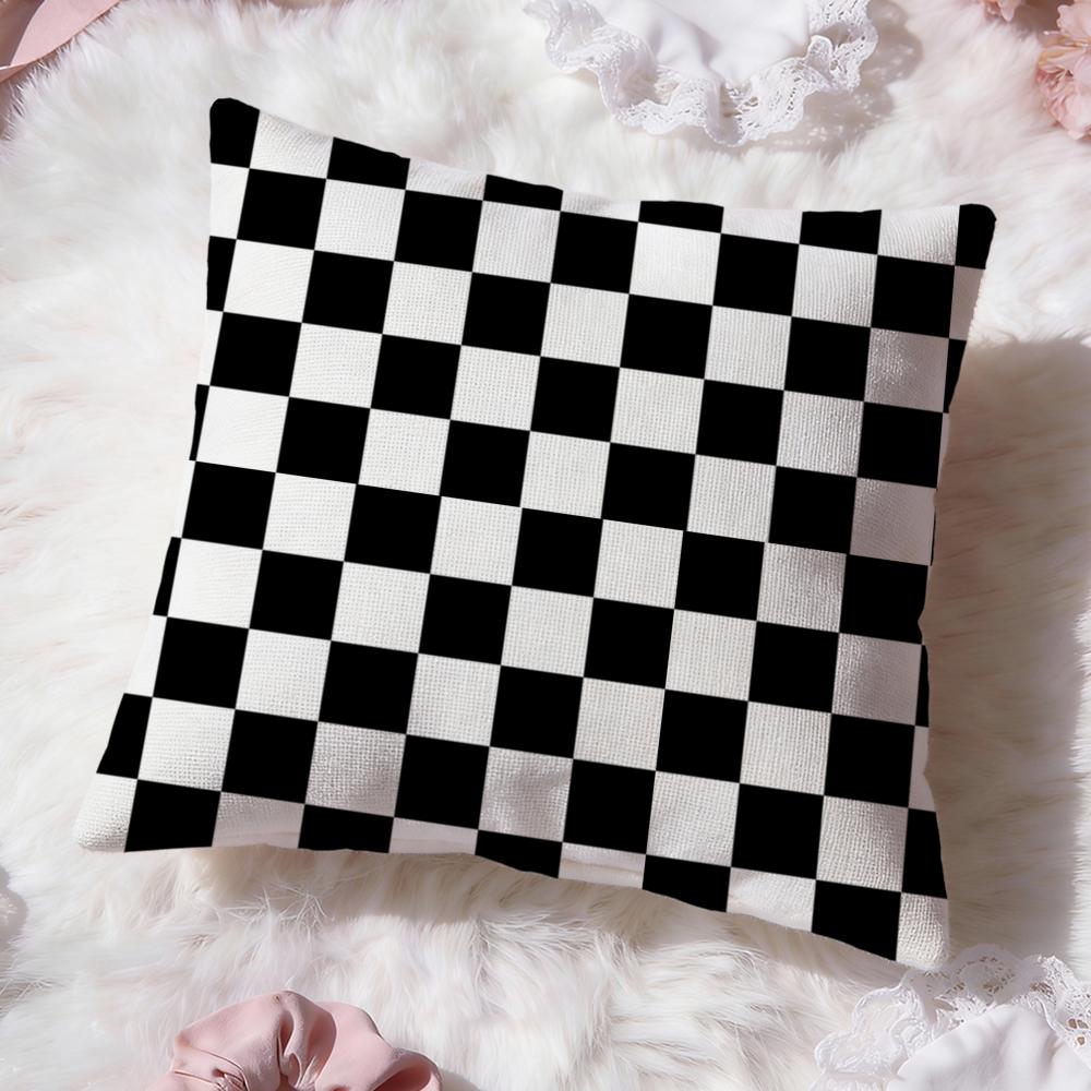 Checkerboard Cushion Cover Premium Comfort Reversible Pillow Cove Two in One Design for Any Room Car Interior