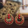 Bohemian Water Drop Vintage Earrings for Women Colorful Acrylic Rhinestone Gold Color Hollow Long Dangle Earrings Jewelry