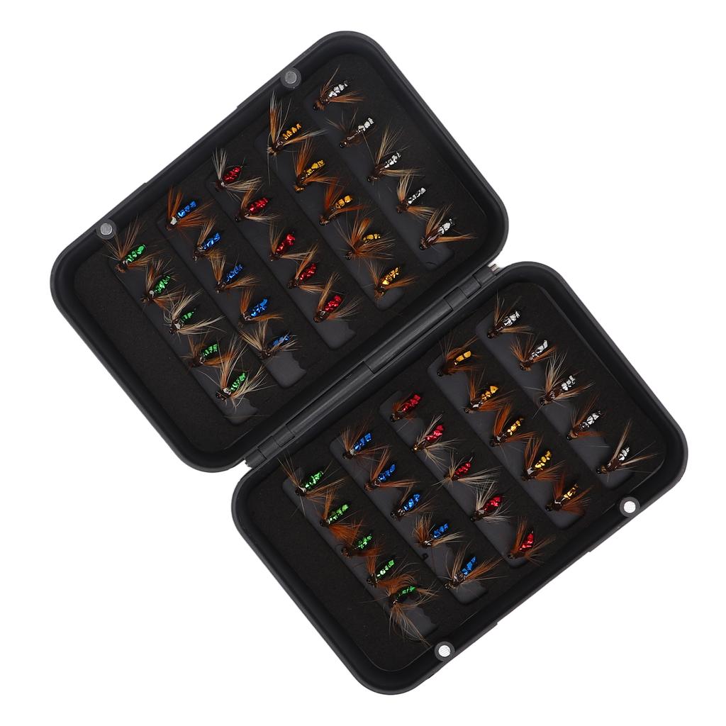 50pcs Fly Fishing Bait Professional High Carbon Steel Hook Fly Fishing Lures Kit with Storage Box