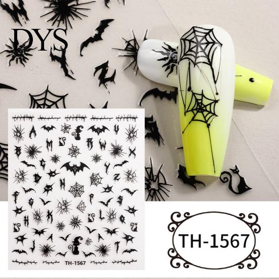 Holiday Themed Nail Stickers 6 Sheets Halloween for Women, Pumpkin Ghost Bat Skull Decals Manicure Decoration Decals, Art Accessories Home Salon Girls