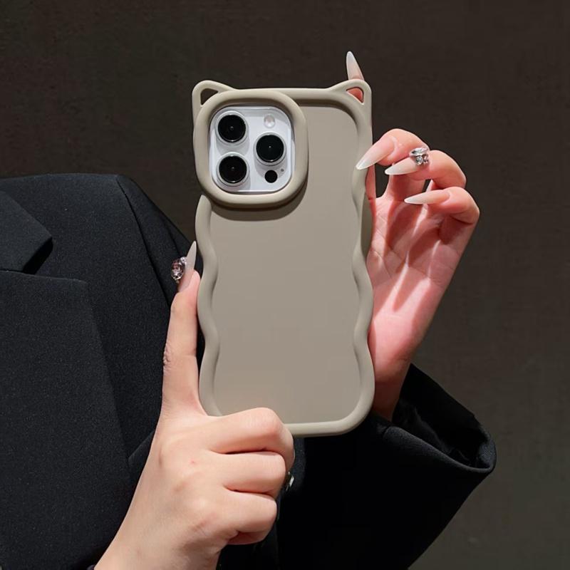 

Cat Ear Candy Silicone Waves Phone Case For Oppo Reno 3 4 5 7 10 11 12 13 FS 14 Pro 14F 13F 12F 11F 2F 2Z 5Z 6Z 7Z 8Z Soft Cover OPPO Reno12 кофейный