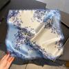 100% Reine Seide Quadratisches Tuch Blau Weiß Porzellan Blumendruck Farbverlauf Bandana Halstuch Stirnband Tasche Accessoire Luxus Geschenk