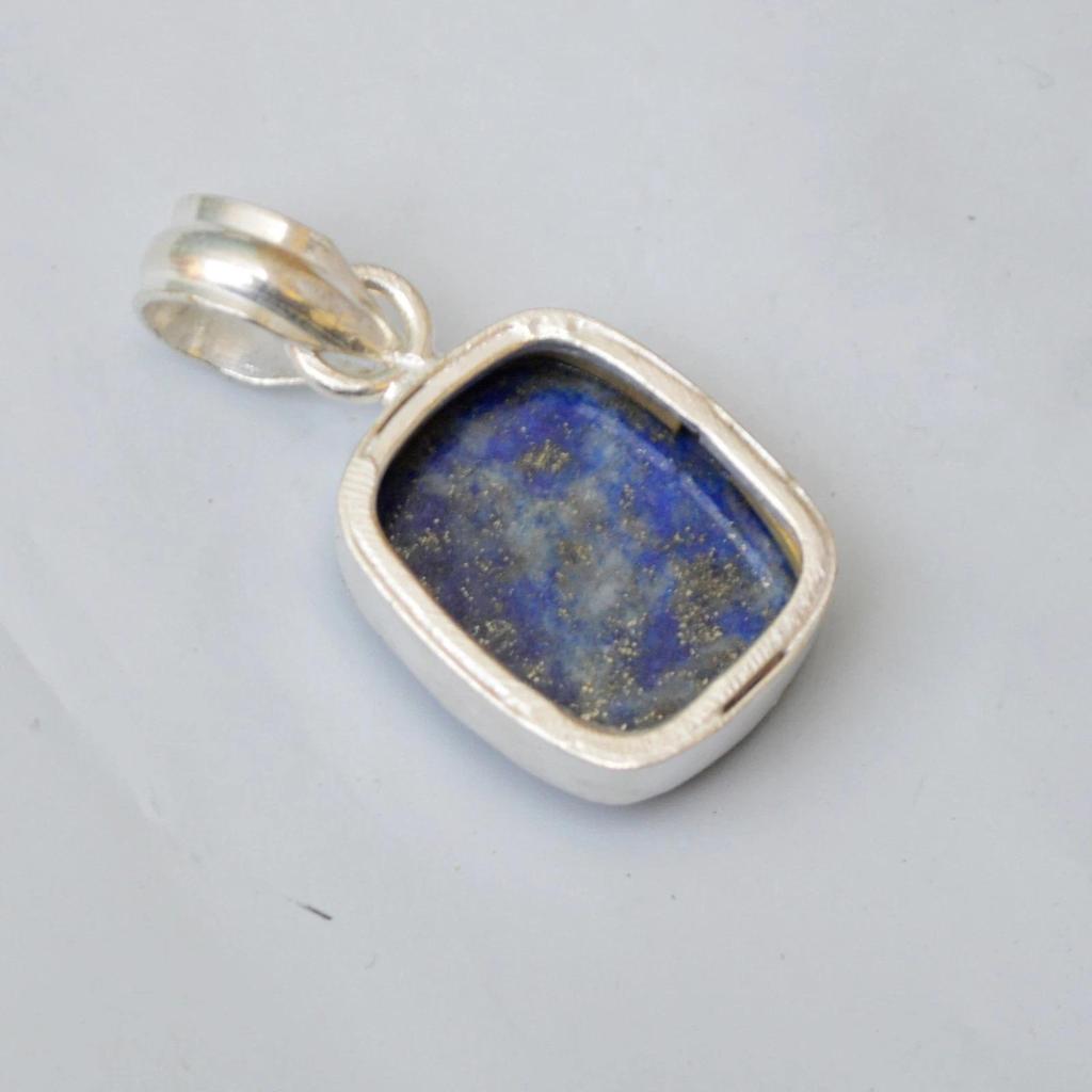 Geniune Blue Lapis Lazuli Gemstone 925 Sterling Silver Artisan Handmade Pendant