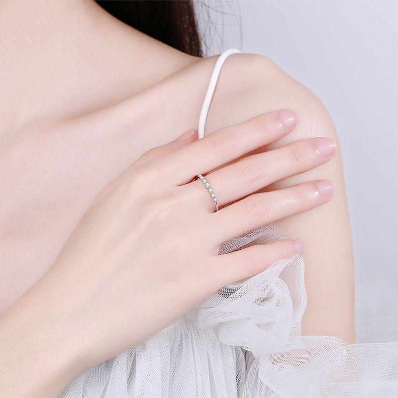 Inel Argint Sterling S925 Minimalist Coreean cu Diamante Micro-Set pentru Femei - Bijuterii de Mână Stil Celebritate Stivuibile